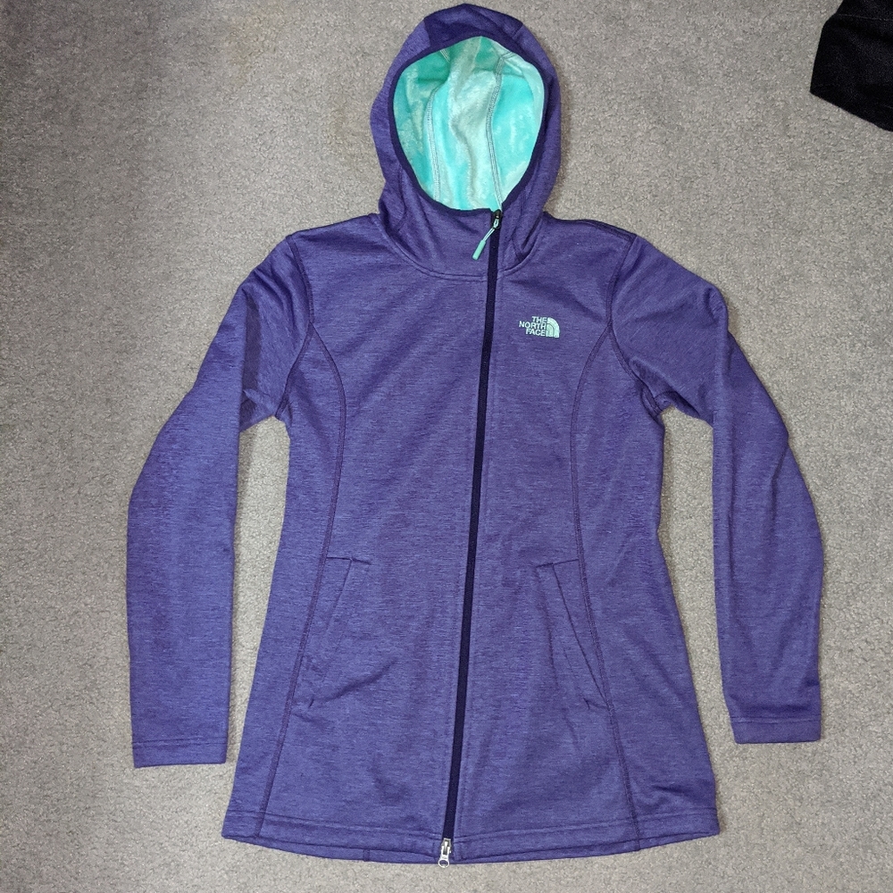 Purple & Teal Asymmetrical North Face Long Hoody